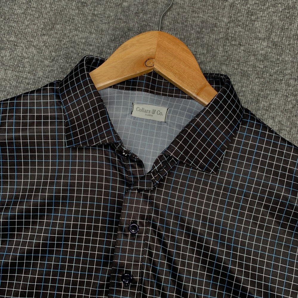 Collars & Co Dress Collar Polo Men Extra Large Black Check Performance Modern